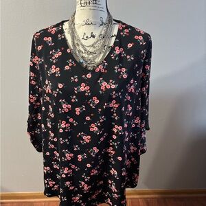 Floral Black Women's Top 21 Ptp